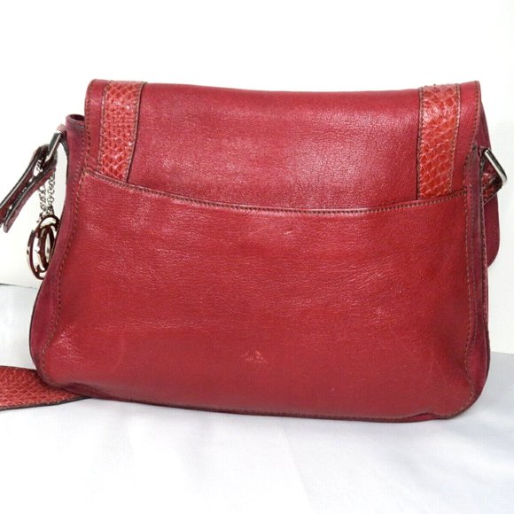 Cartier Marcello Oxblood Suede Snakeskin Python Saddle Shoulder Bag Messenger - Picture 3 of 12